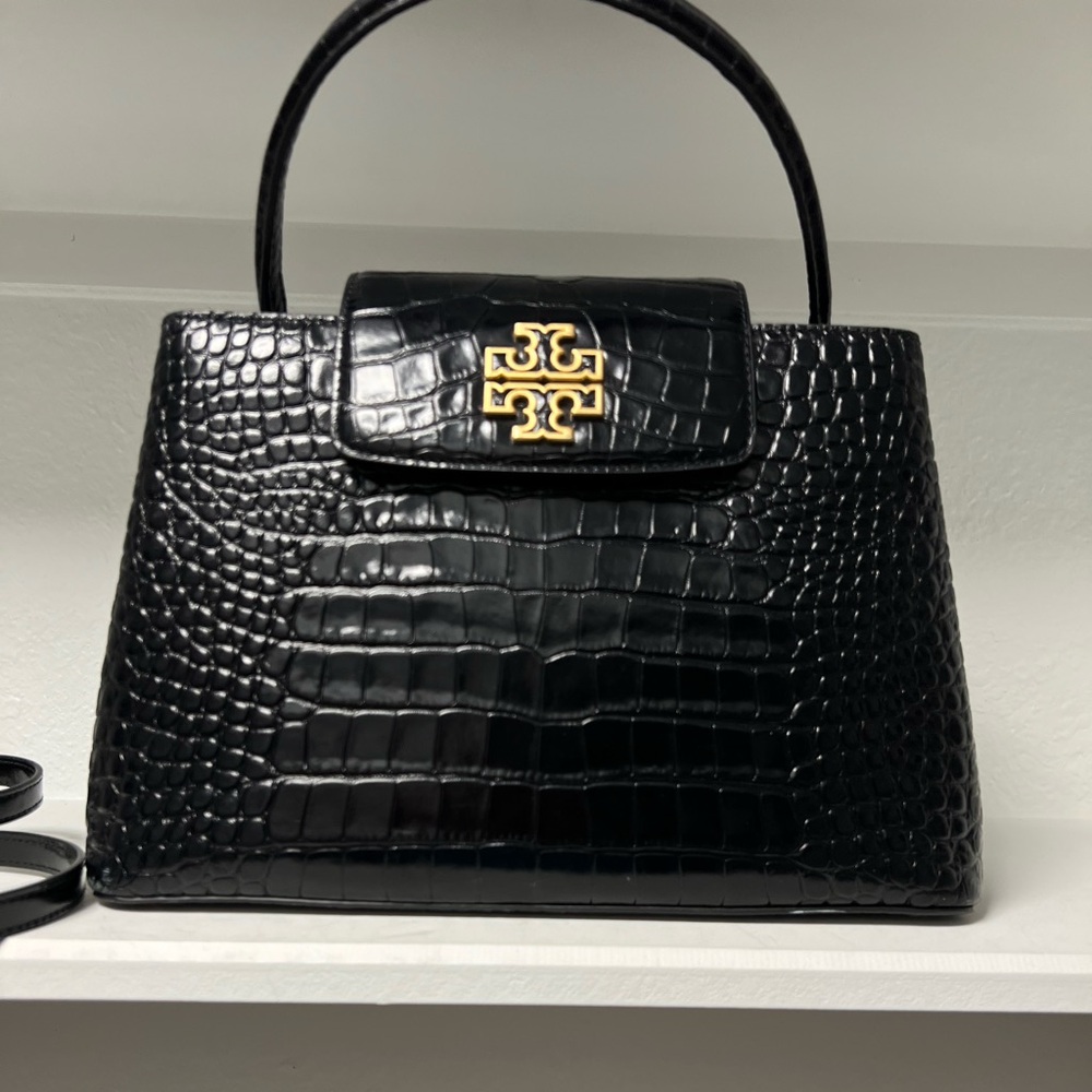 Tory burch Black Croc-Embossed Handbag